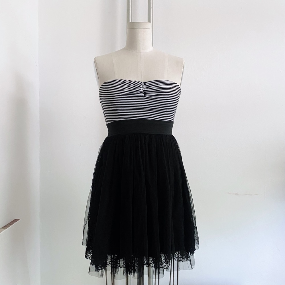 Vintage 00s Wet Seal strapless spiderweb tulle twee mini dress